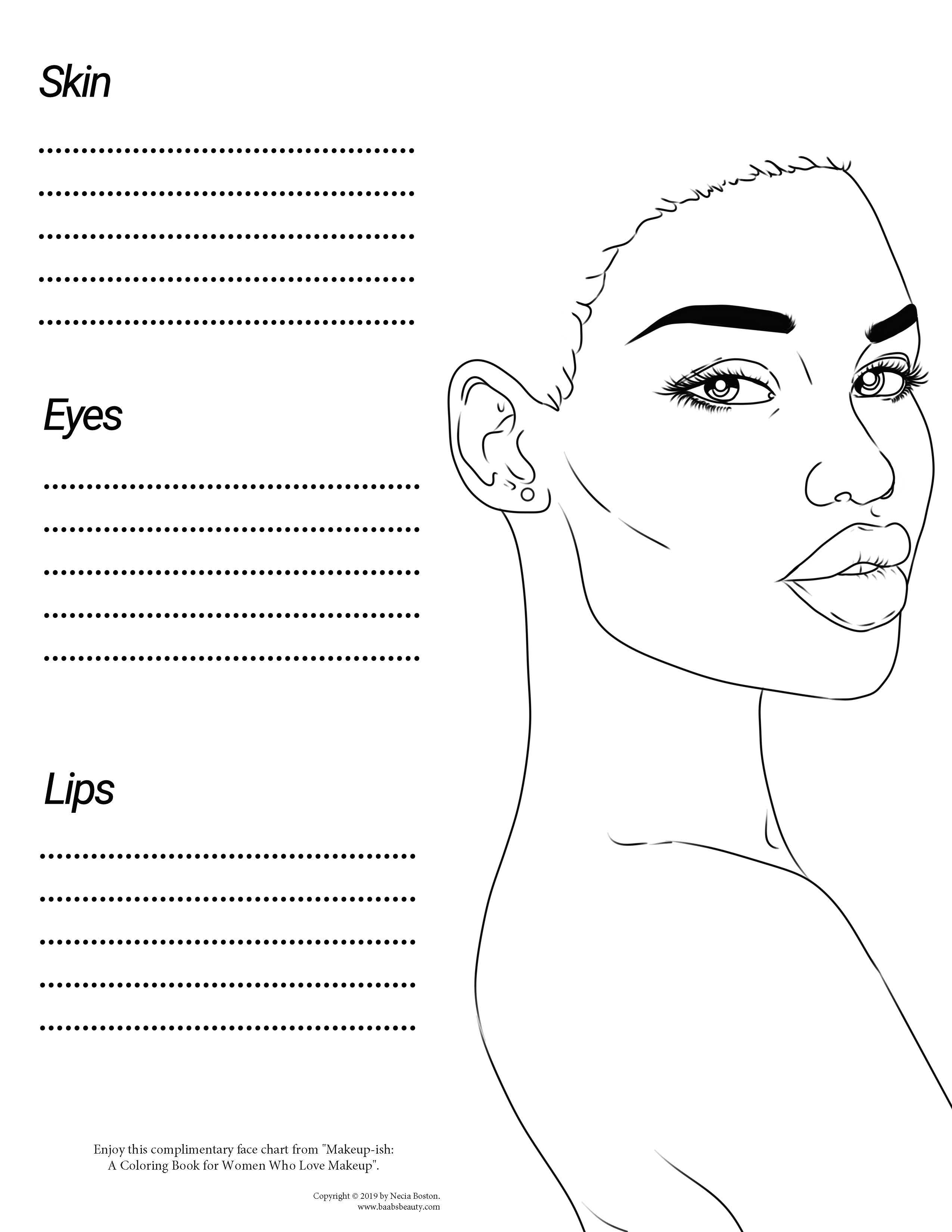 Face Coloring Pages For Makeup